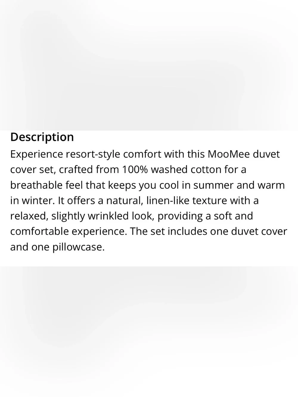 TWIN SIZE Duvet Set 100% Washed Cotton - OFF WHITE